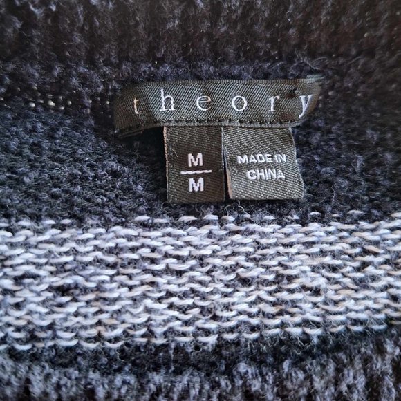 Theory Striped Pullover Cashmere Blend Sweater 3/4 Sleeve Size Medium - Picture 6 of 6